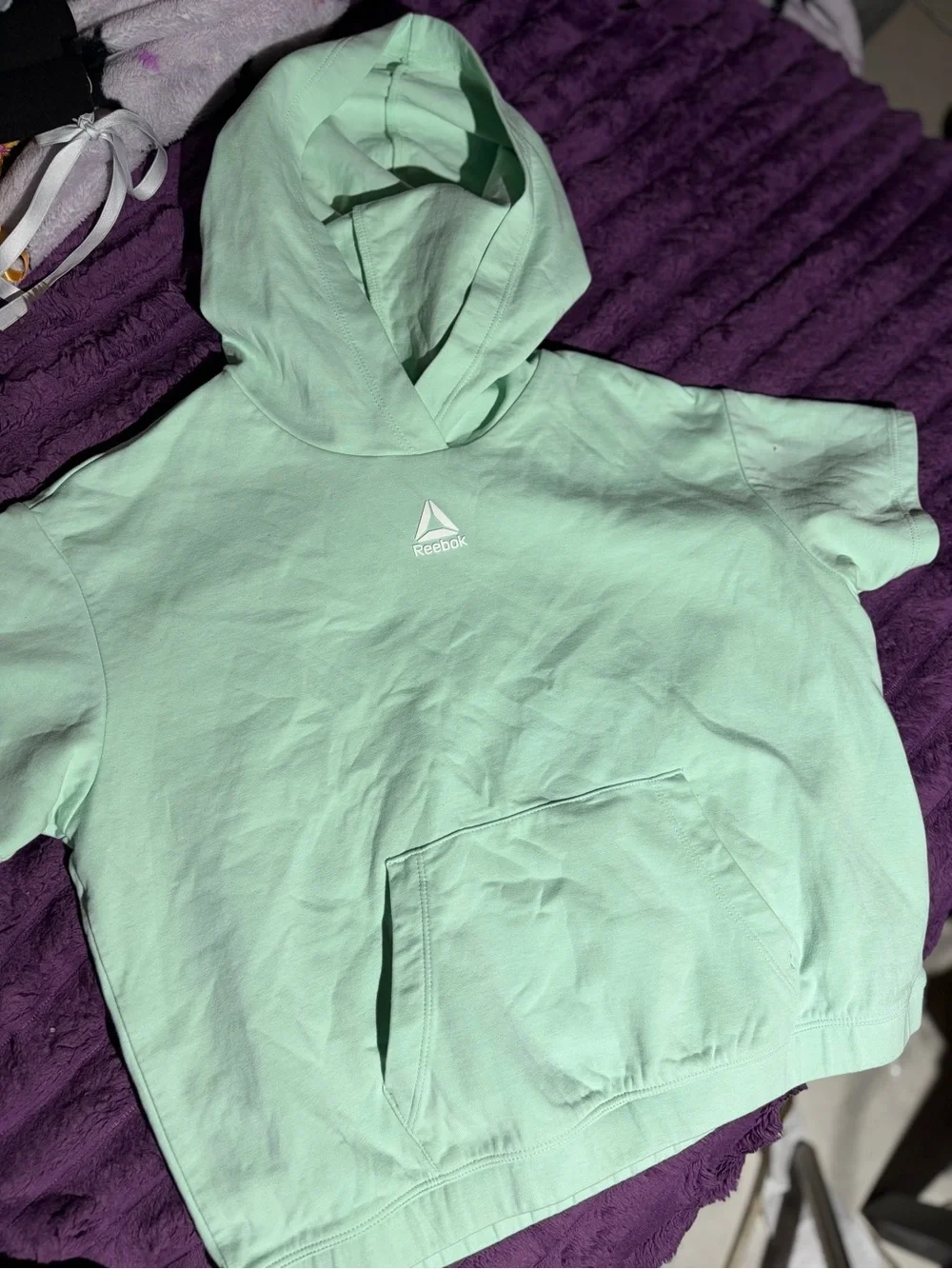 Reebok Mint Green Short Sleeve Hoodie for Kids